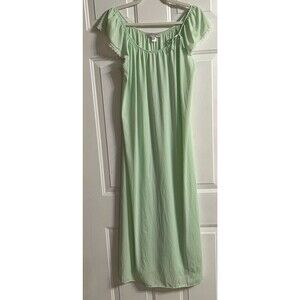 Silk Essence By Miss Elaine Green Maxi Nightgown Bow Grannycore Small